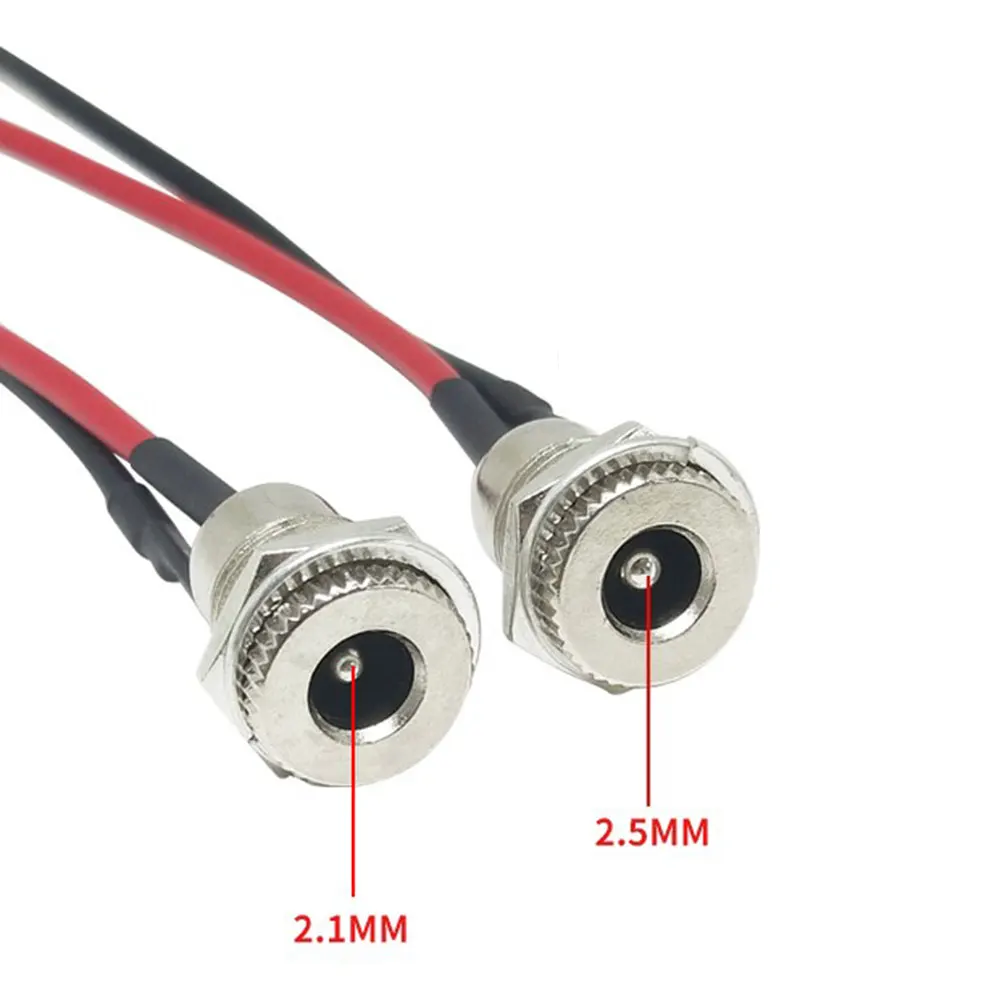 1PCS With Cable Wired DC Power Female 5.5 * 2.1/5.5*2.5mm DC Socket High Current Metal Male Female Power Plug Connector