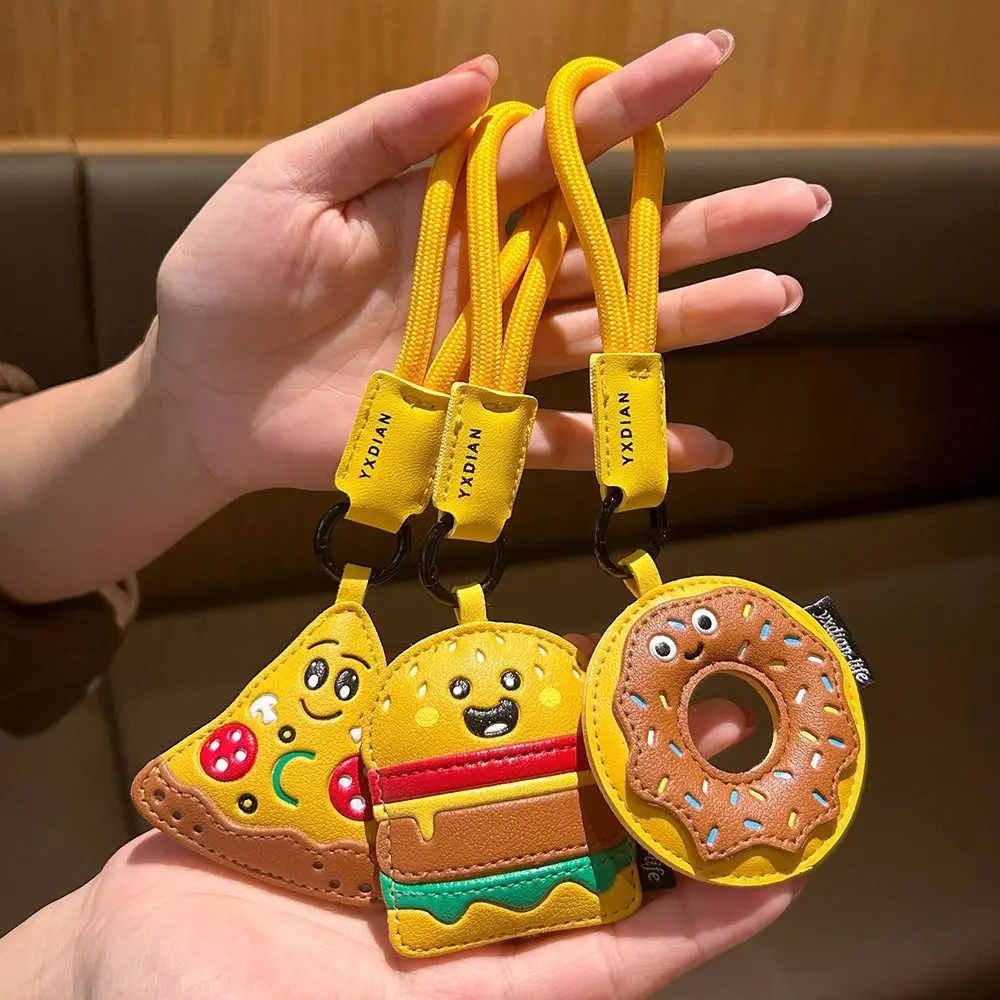 

Creative Food Donut Keychain Cute Cartoon Backpack Pendant For Boys Girls PU Leather Car Keychain Car Interior Decor Accessories
