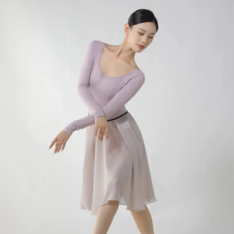 long sleeved adult ballet leotard Front Rear V-neck Dance Clothes Ballerina Stage Costumes gymnastics leotards for women