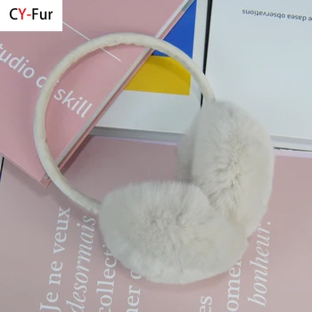Nowe futro królika Rex nauszniki damskie ciepłe nauszniki nauszniki z prawdziwego futra nauszniki miękki pluszowy ucho damskie zimowe