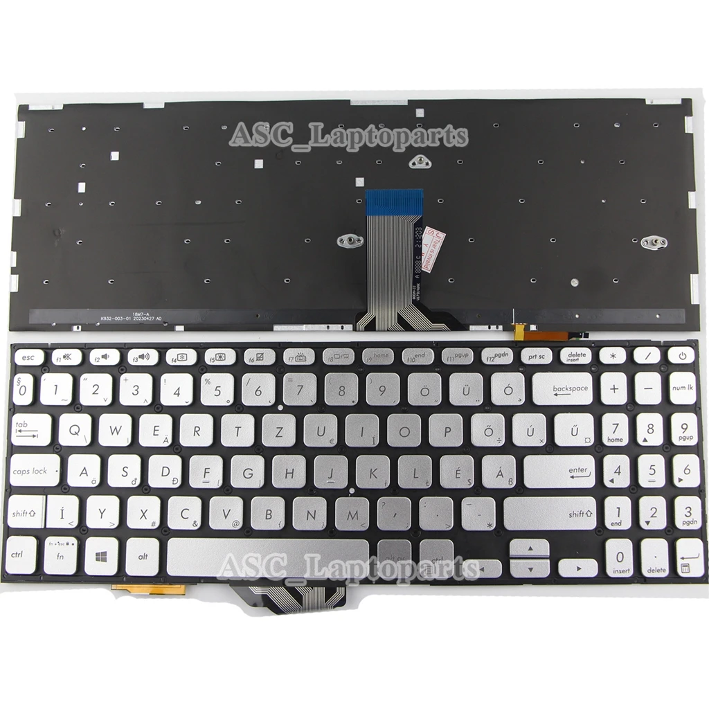 

New HU Hungarian Magyar Keyboard For Asus vivobook S530 S530UA S530UN S530FA S5300F BACKLIT Silver Without Frame