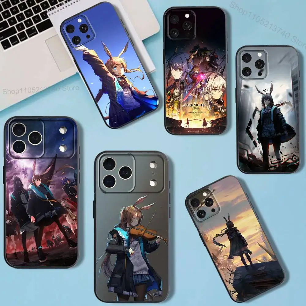 

RISE FROM E-EMBER Arknights Phone Case For iPhone 11,12,15,16,17,13,14,Pro,Max,Plus,E,Mini,Air,SE4 Black Soft Box