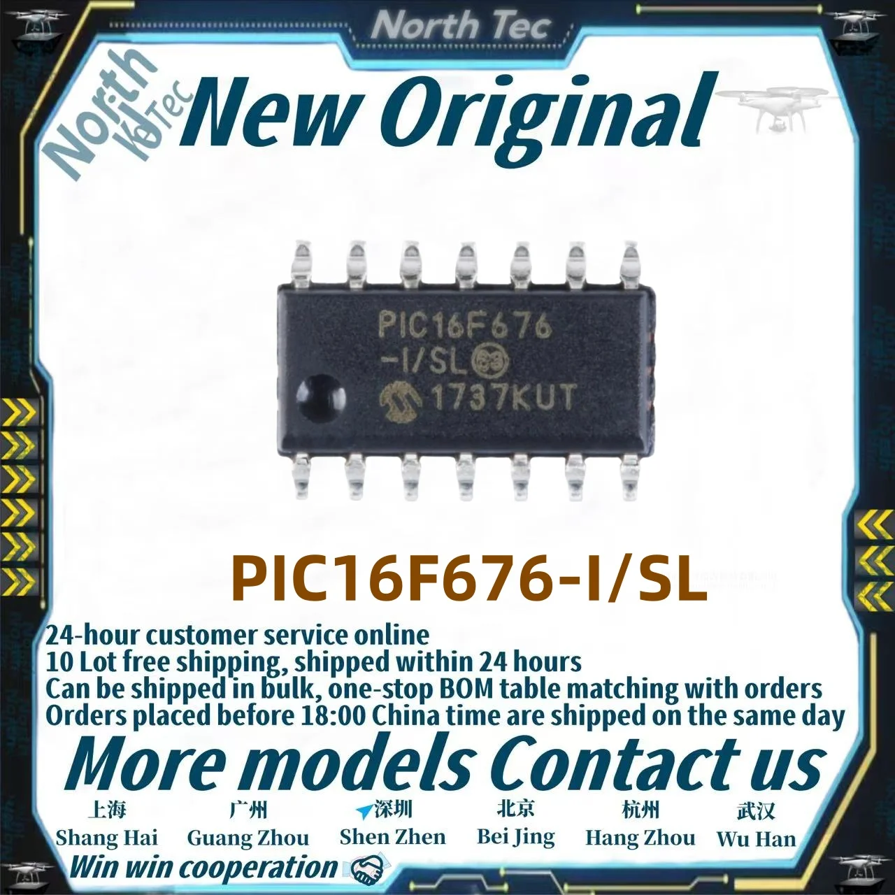 10pcs/Lot New original PIC16F676-I/SL PIC16F676 PIC16F676-I SOIC-14 in stock