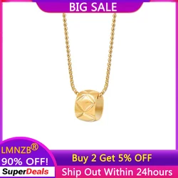 Luxury Golden Rhombus Cross Circular Bead Pendant Necklace for Women Anniversary Wedding Jewelry with Stainless Steel O-Chain