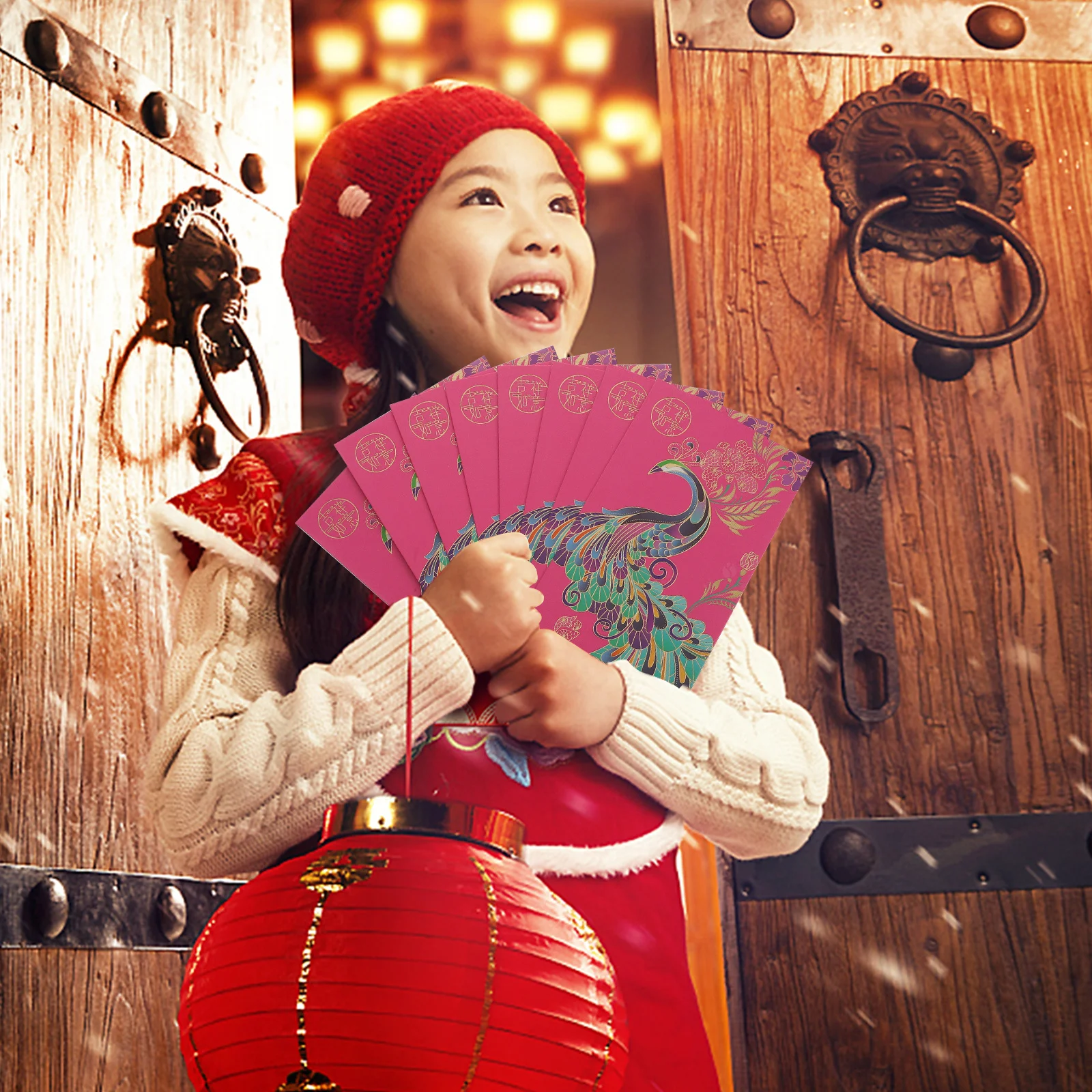 8 stuks Chinese Hong Bao Feestelijke Geld Enveloppen Glad Oppervlak Comfortabele Uiterlijk Uitgebreide Bronzing Ontwerp Geldpakket