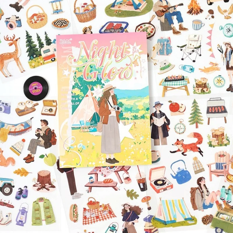 20 Sheets PET Die Cut Stickers Book Life Work Scenery for Journaling and Scrapbooking Supplies