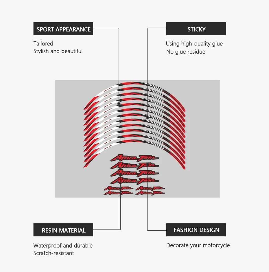 オートバイのホイールステッカー,防水ステッカー,ハブステッカー,リムストライプテープ,17インチ,crf1100lアフリカツインアドベンチャースポーツ2020-