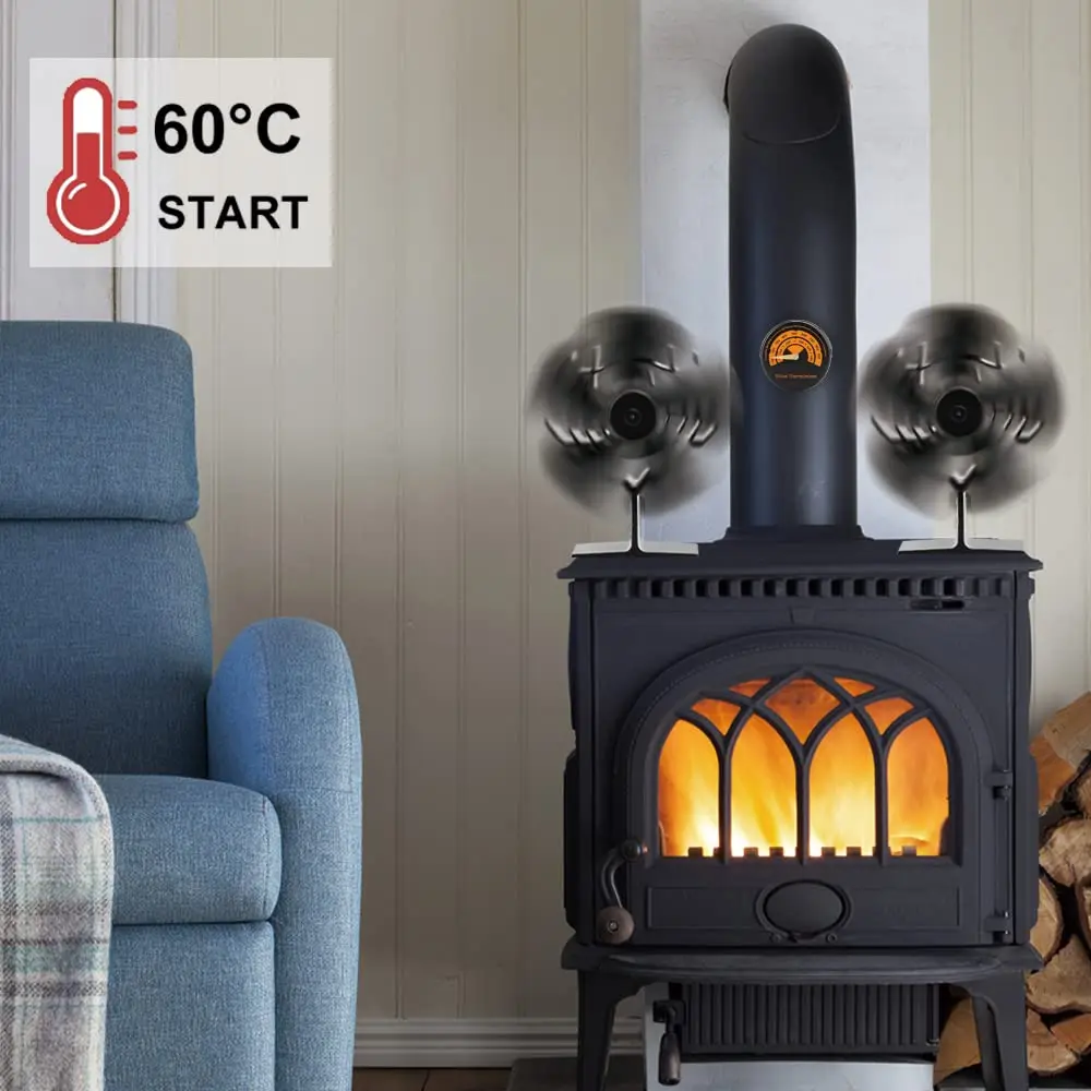 Calor alimentado lareira fogão ventilador, Log queimador de madeira, Eco, silencioso, fogo, casa, quente eficiente, distribuição, 4 lâminas, 5