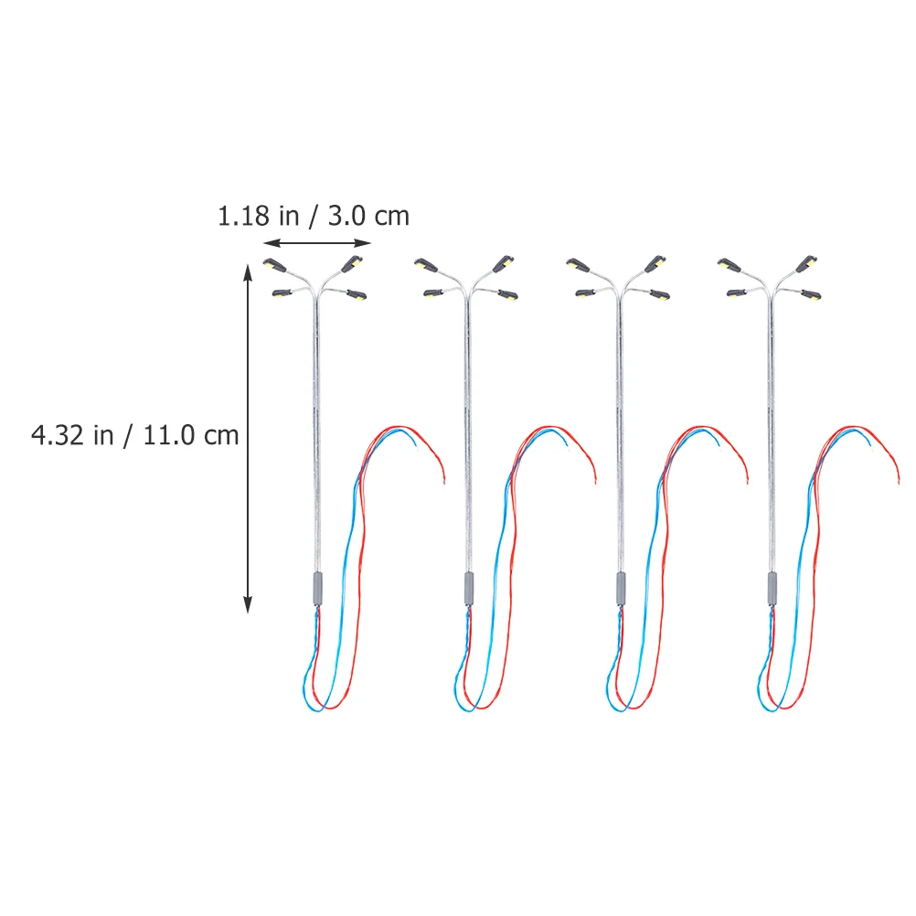 4 szt. LED Head Street Light Model Stalowa rura Konstrukcja Piasek Stół Materiał Specjalny typ J 4 szt. (biały 1:87) Lampa słupkowa