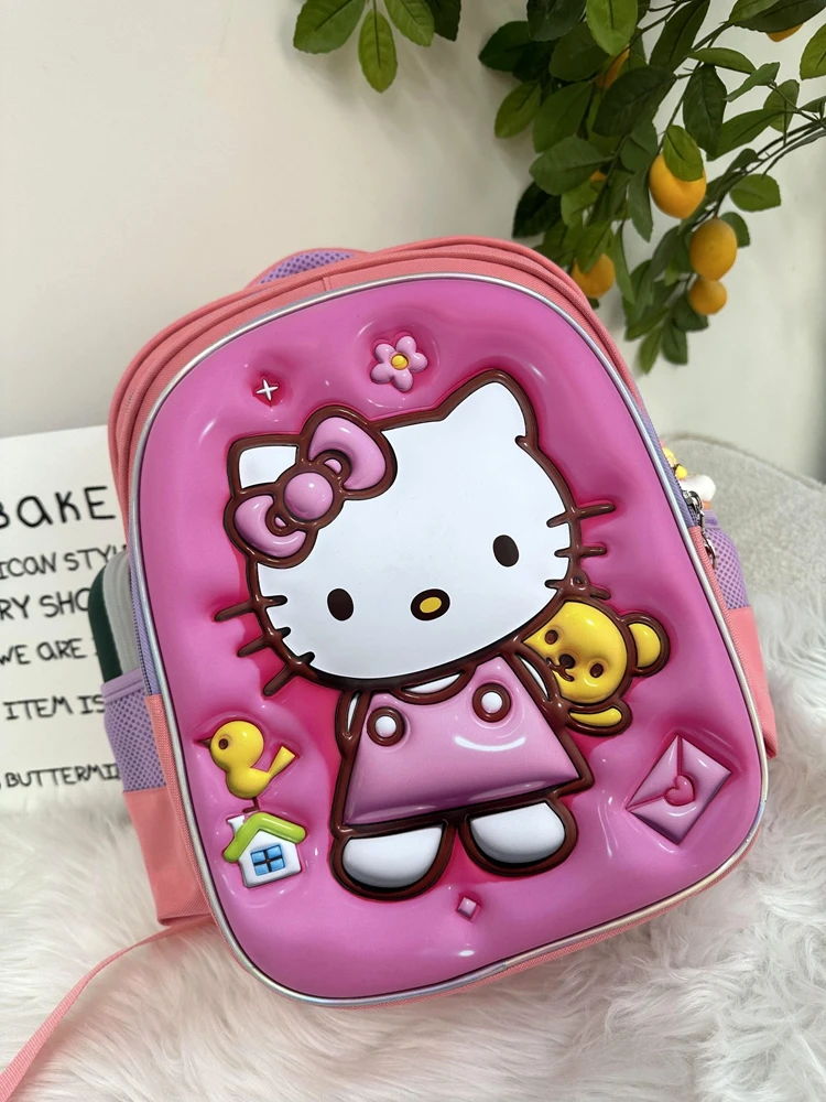 حقيبة ظهر Hello Kitty بسعة كبيرة للأطفال ، حقيبة مدرسية لطيفة للبنات ، طلاب المدارس الابتدائية ، الصف الأول إلى الثالث ، كاواي