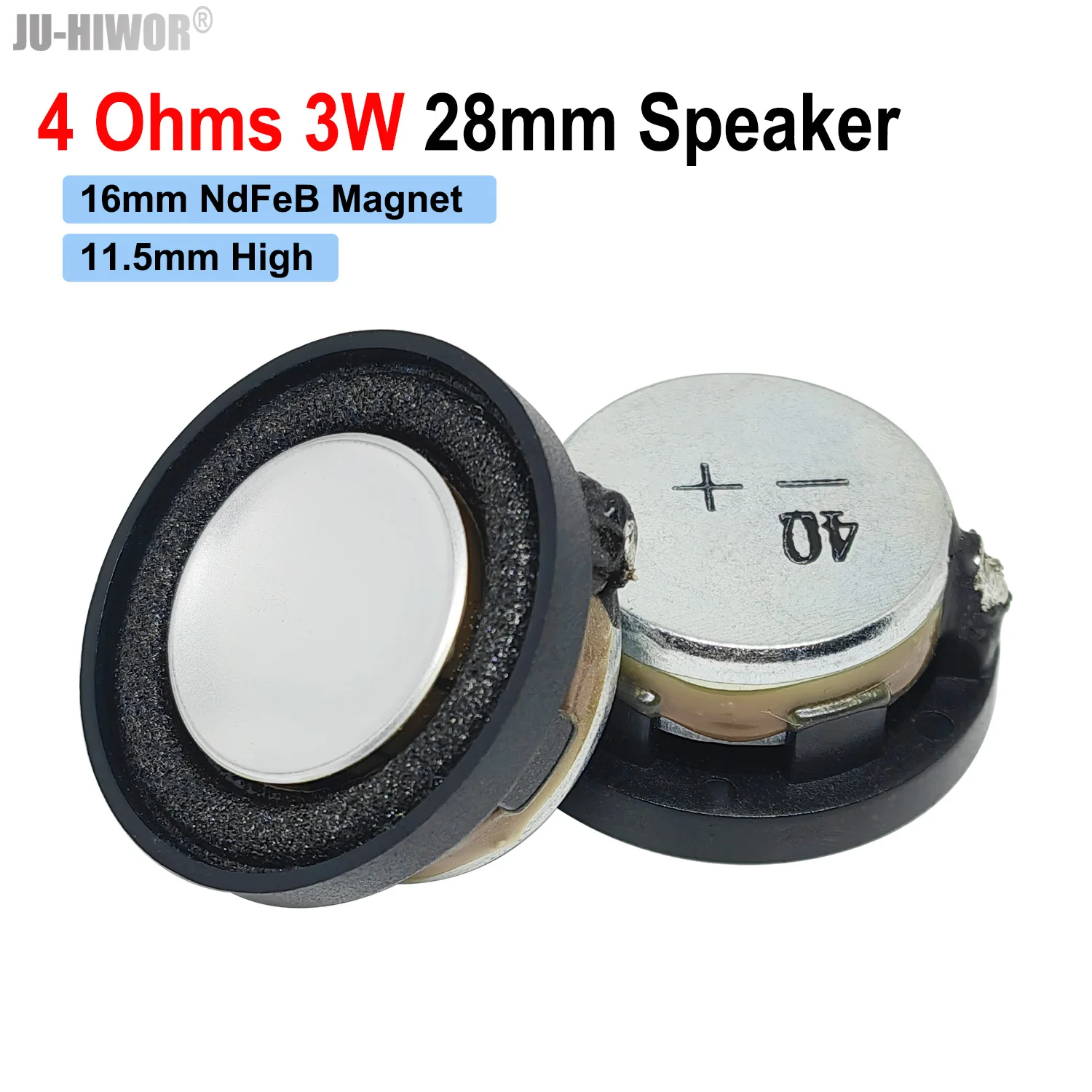 2pcs 4Ohms 3W 28mm Round 16mm Core Neodymium Magnetic 11.5mm High Speaker 1.1 inch bluetooth Portable Equipment Loudspeaker