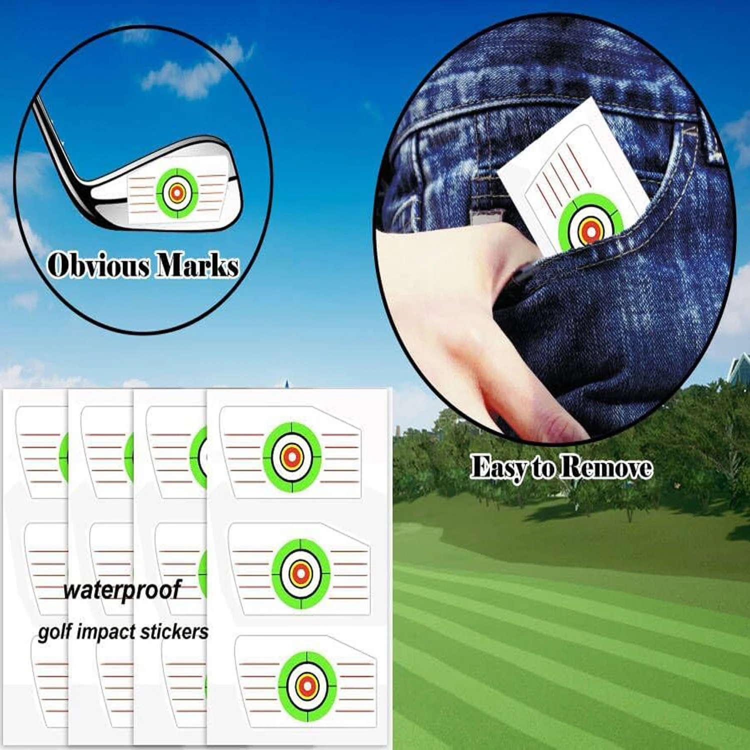 Waterproof Golf Club Driver Impact Tape Labels Standard Universal Iron Golf Training Impact Sticker 180 Pcs Golf Impact Tape Lab