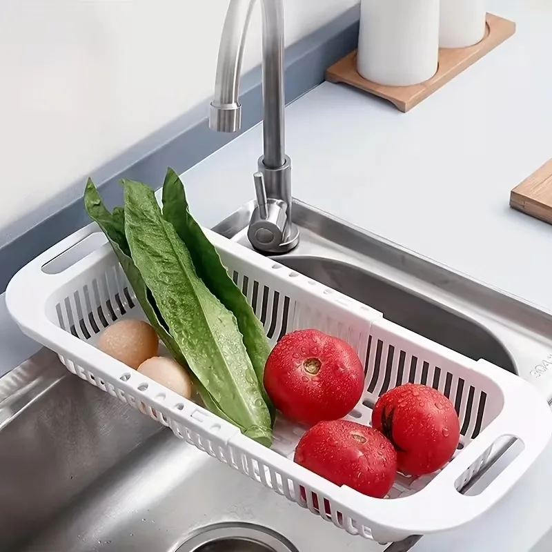 Expandable Sink Drain Basket, Retractable Plastic Fruits Vegetables Washing Strainer