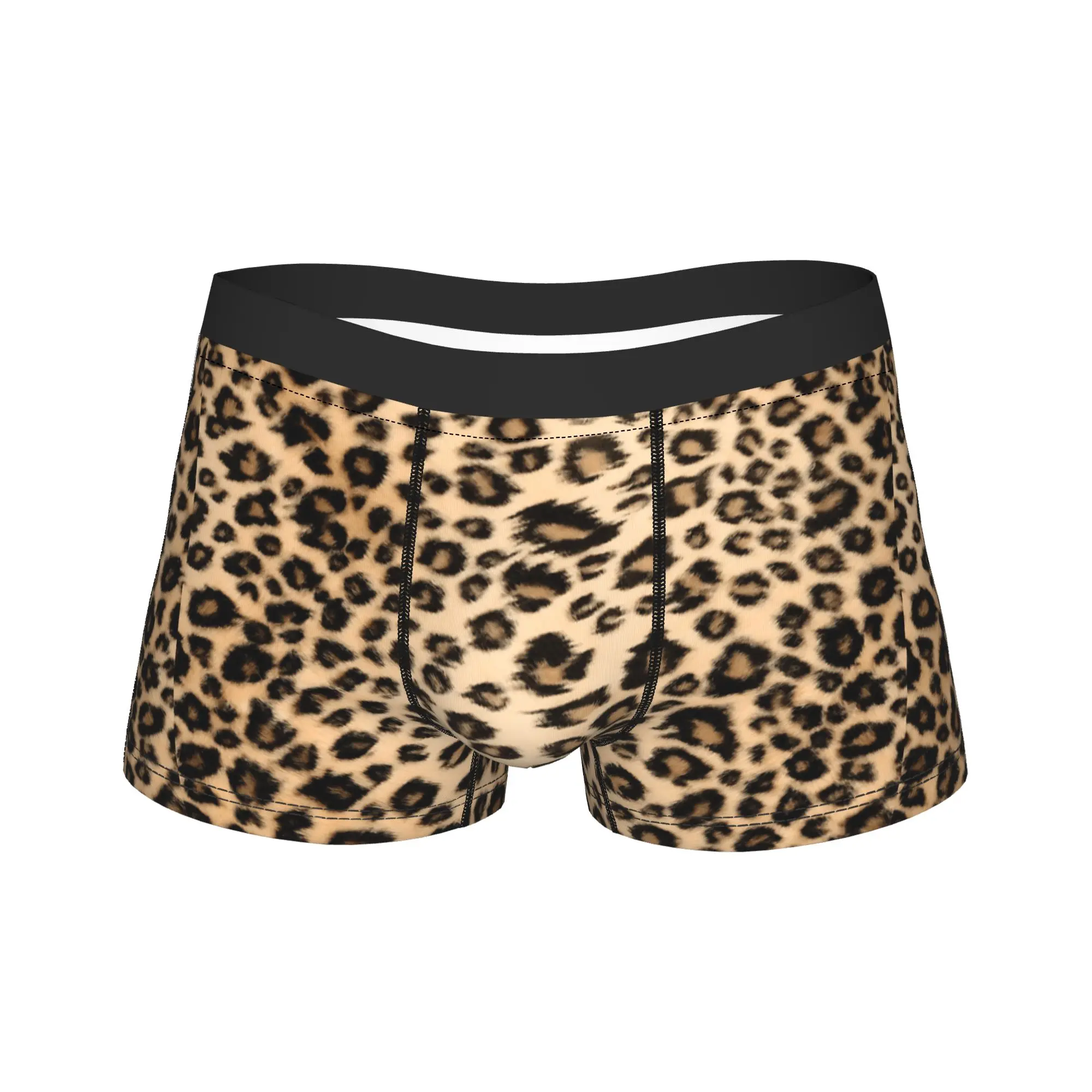 Wild Leopard Print Underwear  Men's Underpants Design Soft Trend Trunk Quality Boxer Brief Plus Size