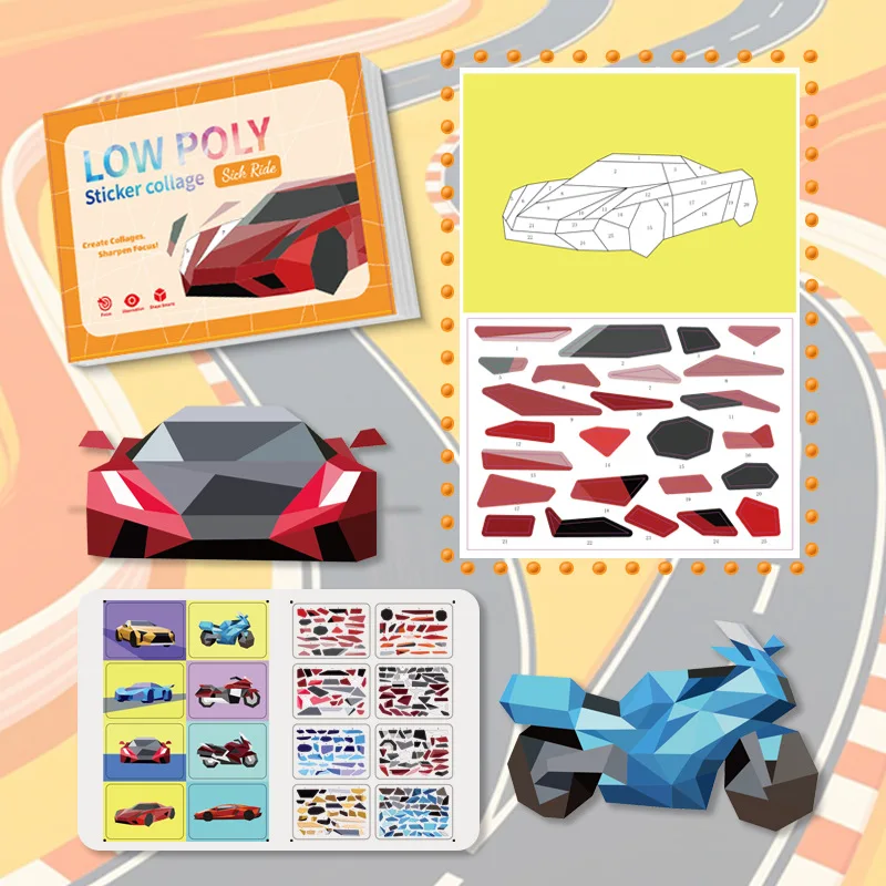 مجموعات الكولاج الهندسية ثلاثية الأبعاد للأطفال • ألغاز لاصقة ذاتية الصنع ألعاب تعليمية لتدريب التركيز • الحرف اليدوية لتعزيز الدماغ للأطفال #3