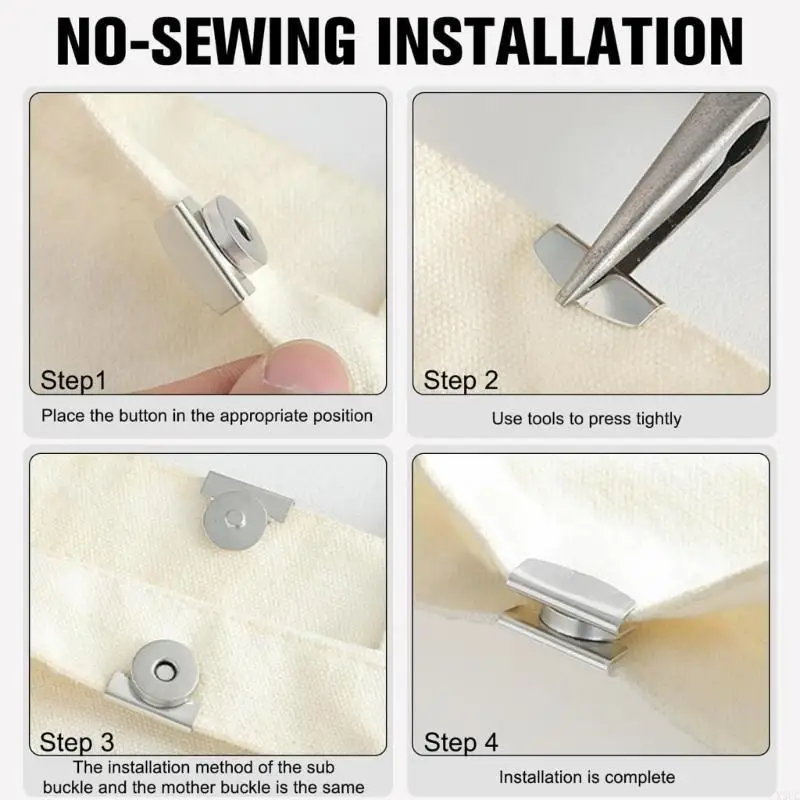 

10 Pairs Heavy Duty Snaps Closures No Sewing Metal Button X3UC