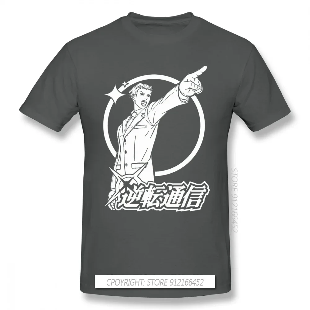 High Quality Men Clothes O-Neck 100% Cotton Cool  T-Shirts Phoenix Wright Ace Attorney Miles Fey Games Sleeve Short