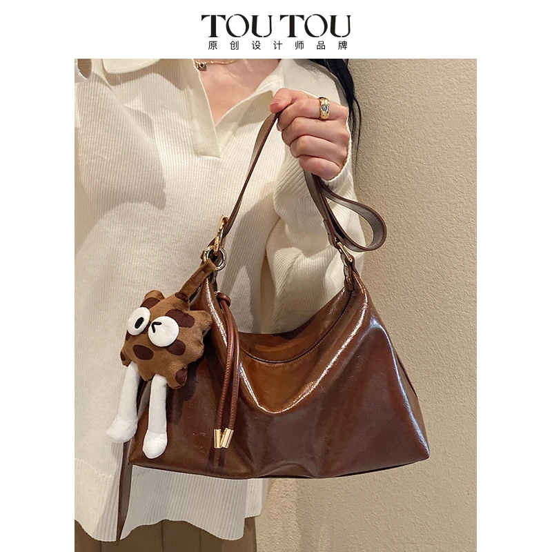 TOUTOU Women Tote Bag Original Designer Simple Texture Large Capacity Crossbody Bag Leisure Commuting Versatile One Shoulder Bag