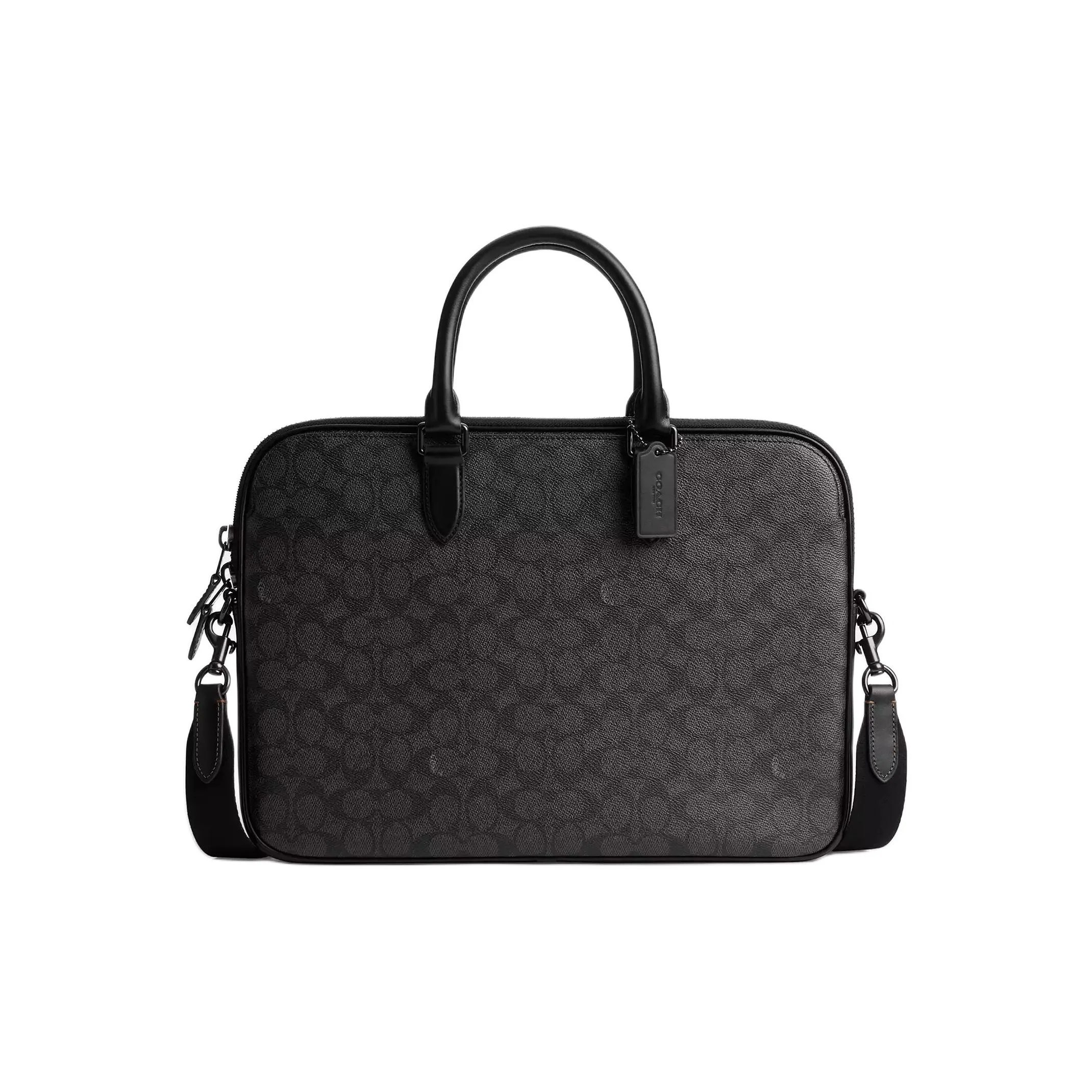 COACH Gotham Coated Canvas With Calfskin Crossbody One Shoulder Handbag Large Men's Charcoal CV955-R8E