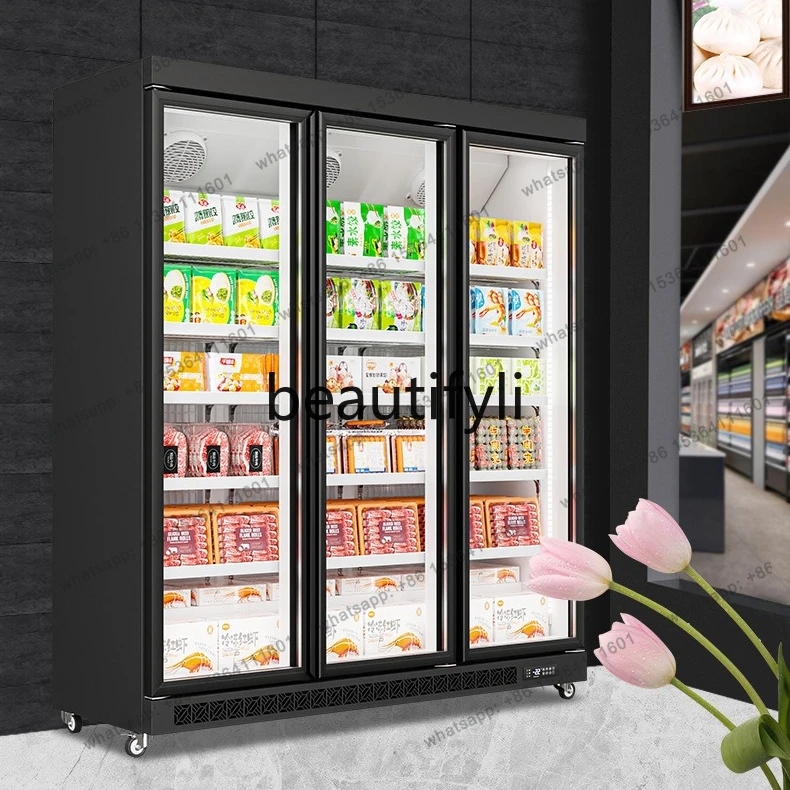 Glass Door Refrigerated Freezer Display Cabinet Meat Food Fresh Cabinet Durian Freezer Commercial Refrigerator