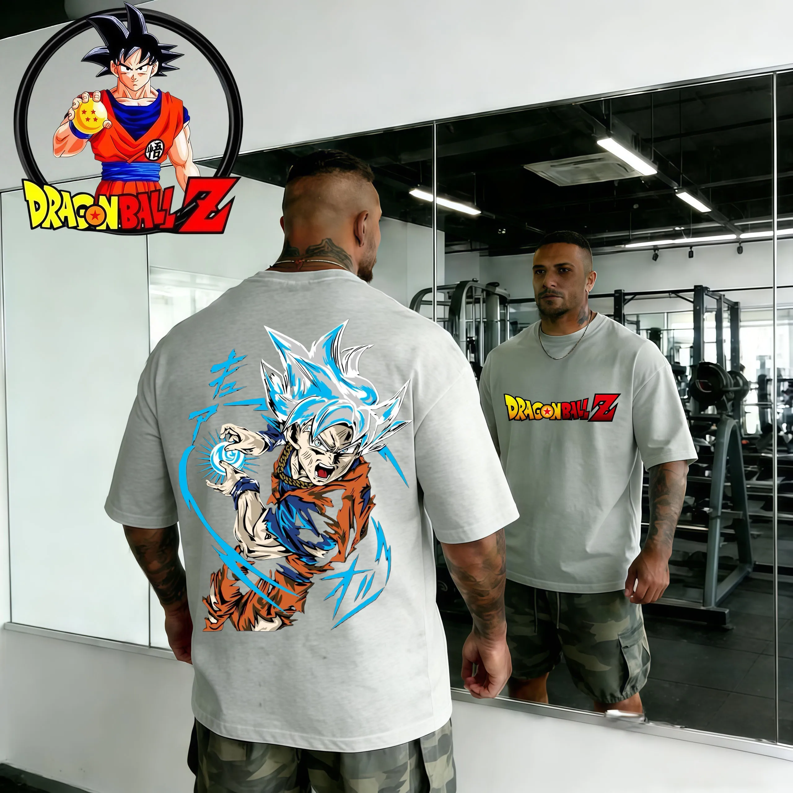 2026 Summer Dragon Ball  Retro Gym Men's Printed T-Shirt 100% Cotton Oversized Fitness Workout Big Guy Retro Casual Unisex Tee view 4