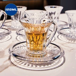 Cappuccino Coffee Cup Saucer Set Crystal Glass Hot Drink Kapuziner Coffee Mug Kitchen Drinkingware Espresso Cups with Cup Plates