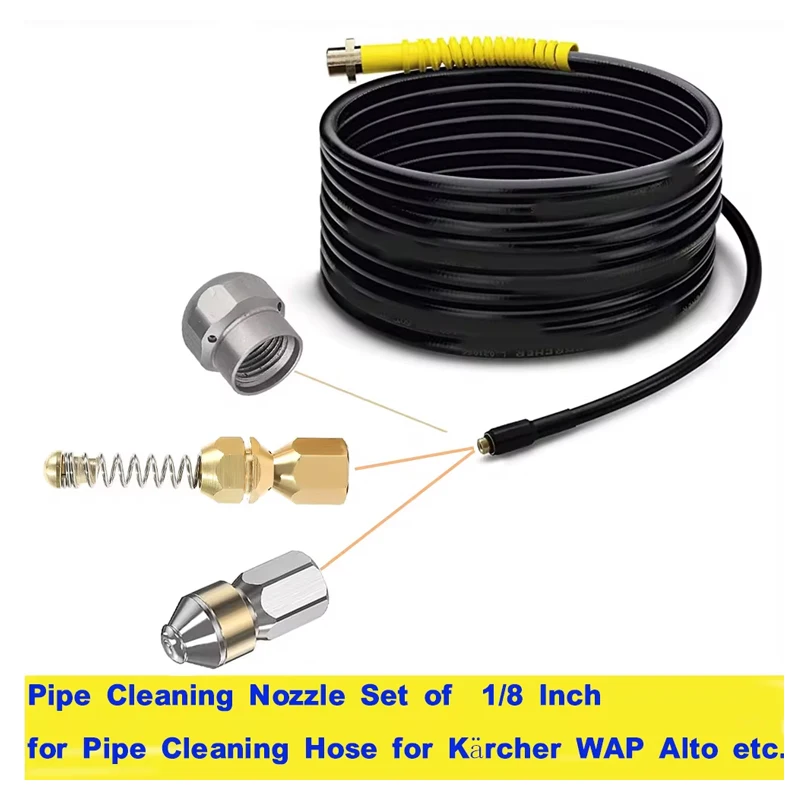 High Pressure Cleaner Sewer Drain Sewer Cleaning Nozzle Accessories 1/8 Inch Stainless Steel Quick Plug Drain Hose Nozzle Tools