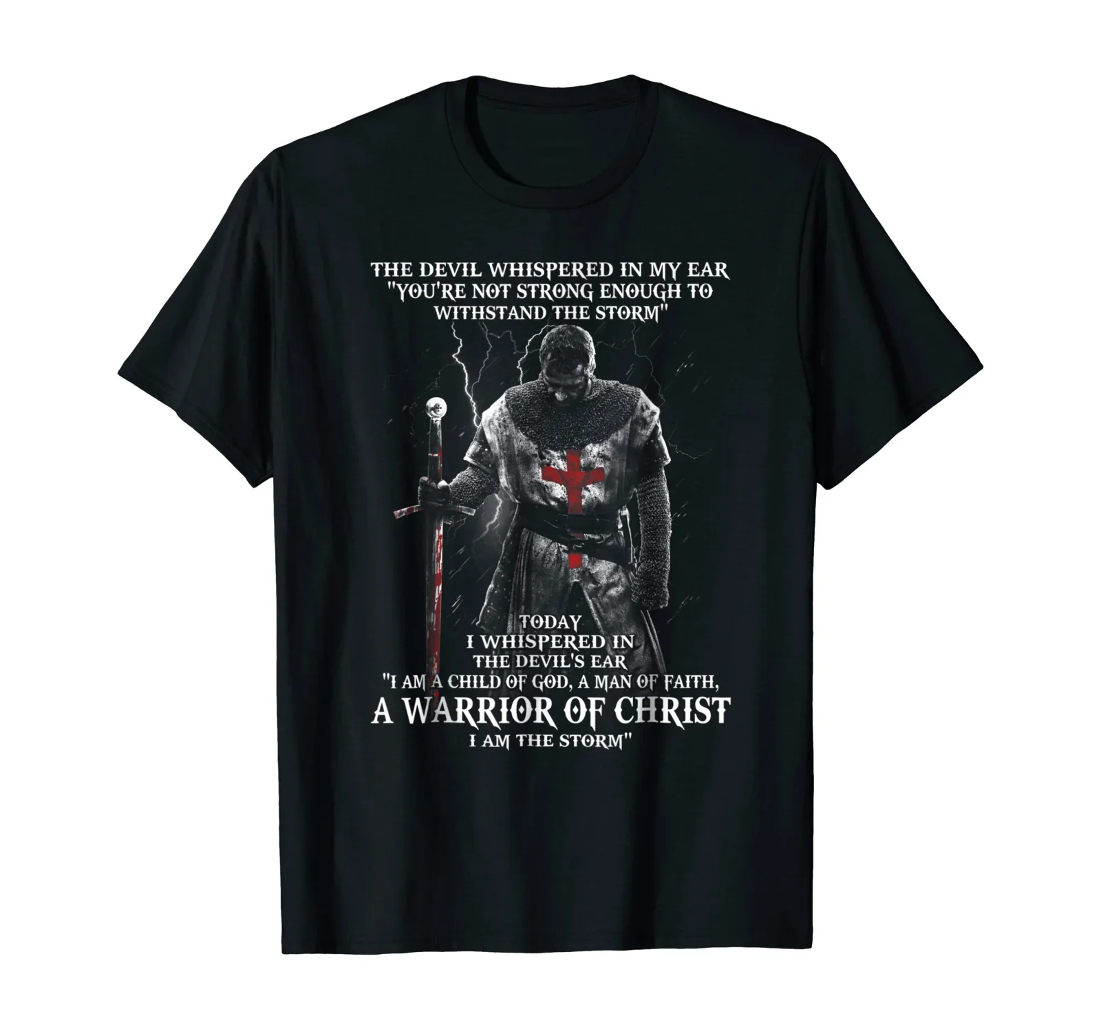 A Warrior Of Christ T-Shirt  Men's 100% Cotton Casual T-shirts Loose Top Size S-3XL