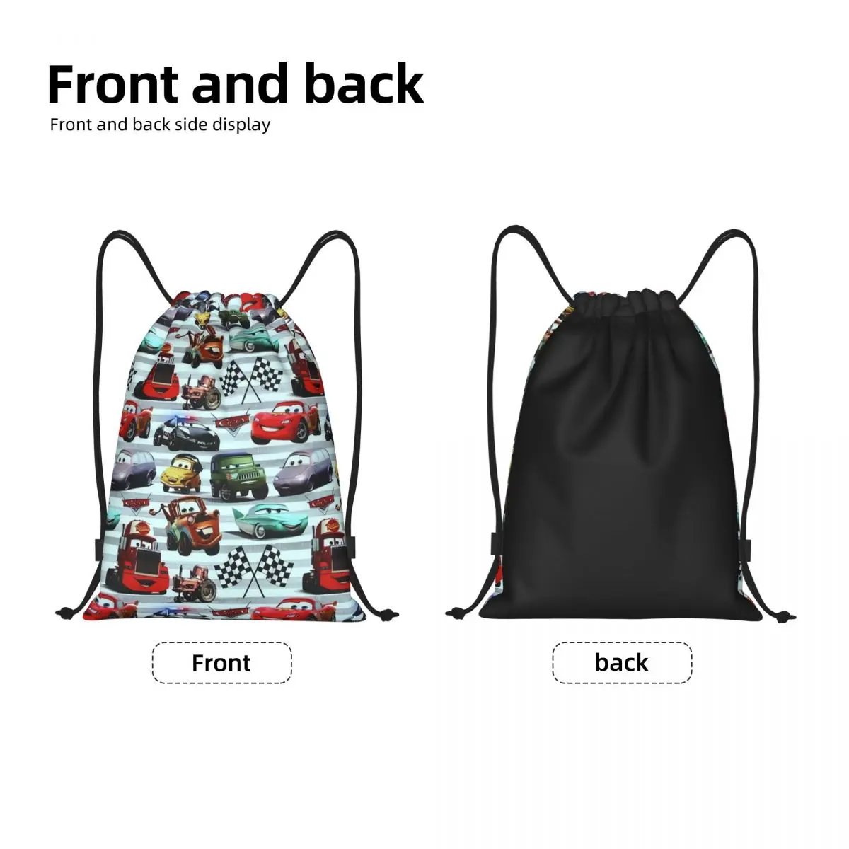 Custom Lightning McQueen Car Race Drawstring Backpack Sports Gym Bag for Women Men Shopping Sackpack