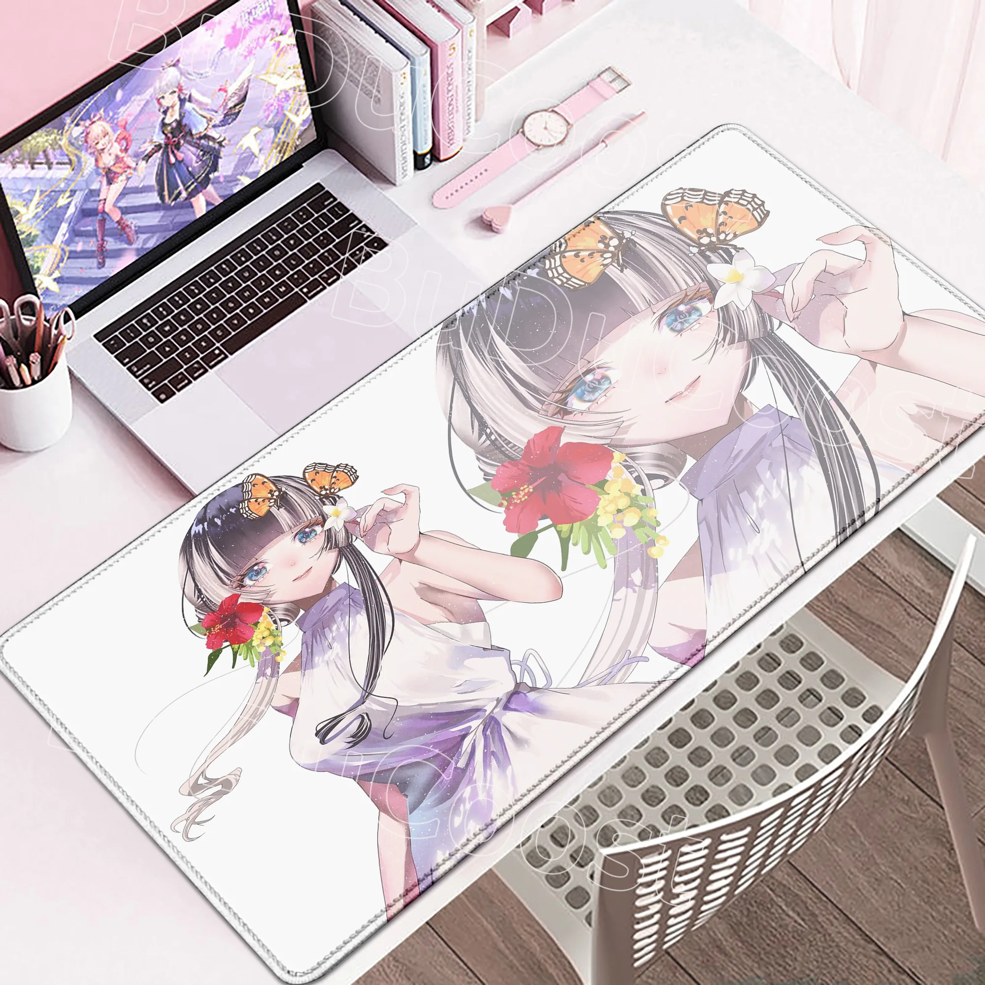 Beautiful Anime Girl Hololive Juufuutei Raden Mouse Pad Laptop Gaming PC Accessories Mousepad Large