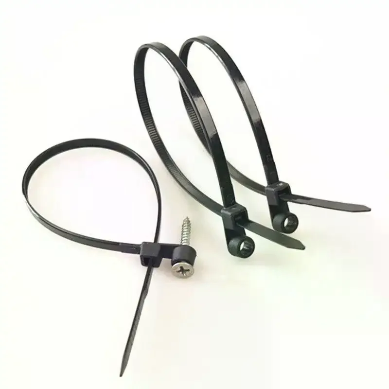 100PCS Screw Hole Cable Ties Reusable Fixed Nylon Cable Ties Self-locking Cord Ties Straps Fastening Loop Office Organizer