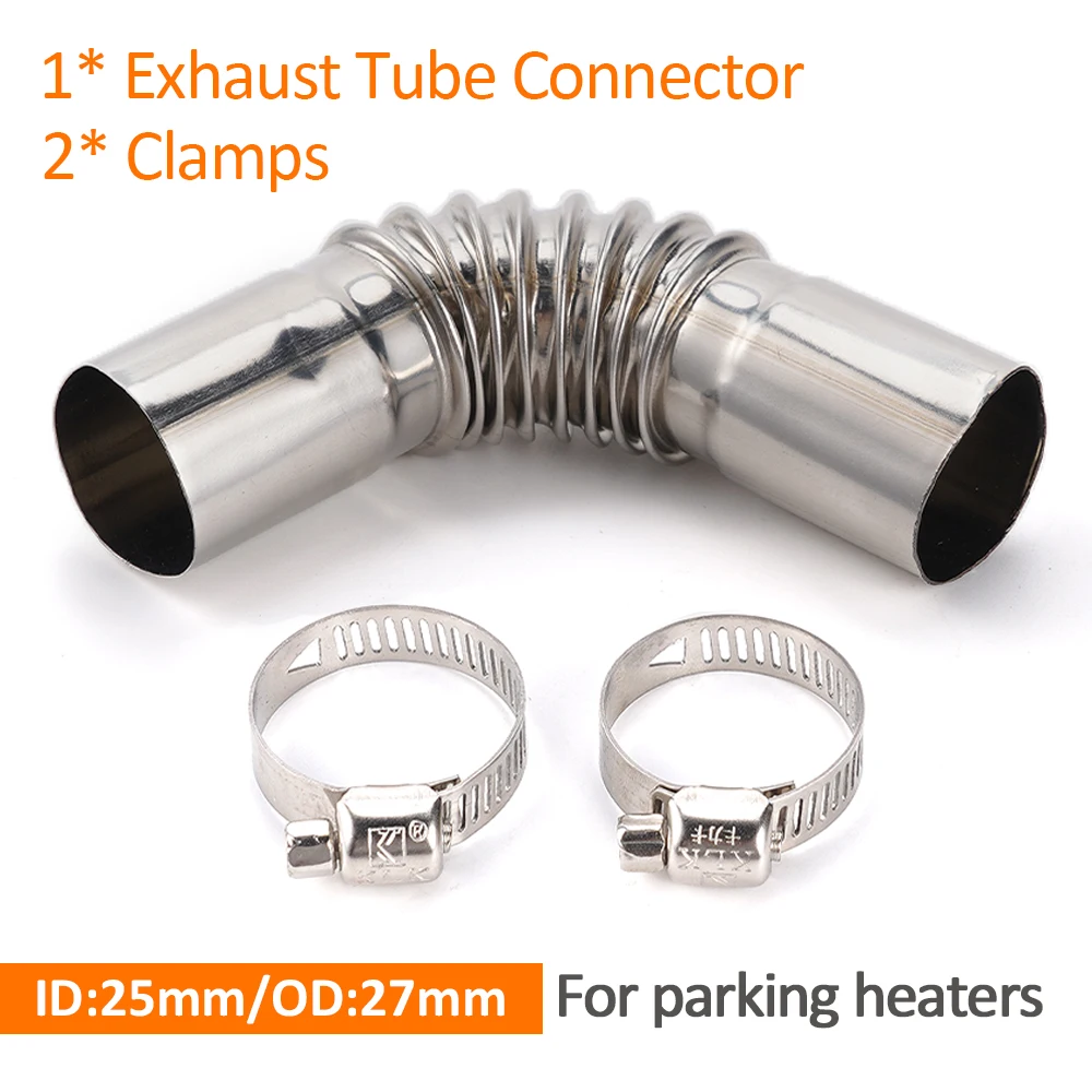 

25mm Exhaust Tube Connector Air Diesel Parking Heater 2 Clamps For Ebersacher For Webasto Diesel Heater Elbow Accessories