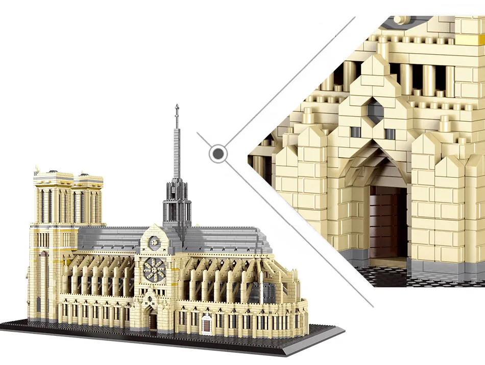 7380pcs+World Architecture Mini Building Blocks Notre-Dame DE Paris Model Church City bricks Toys For Children Gifts