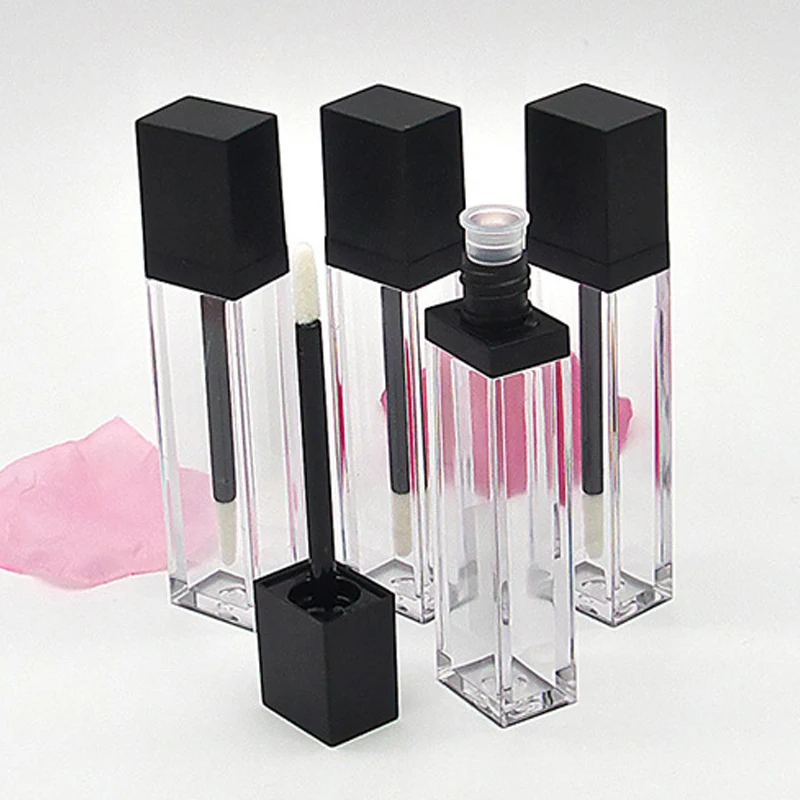 20 قطعة 7 مللي أنبوب ملمع الشفاه المربع زجاجات ملمع الشفاه الفارغة لتقوم بها بنفسك أنابيب أحمر الشفاه السائل القابلة لإعادة الملء حاويات مستحضرات التجميل الشفافة