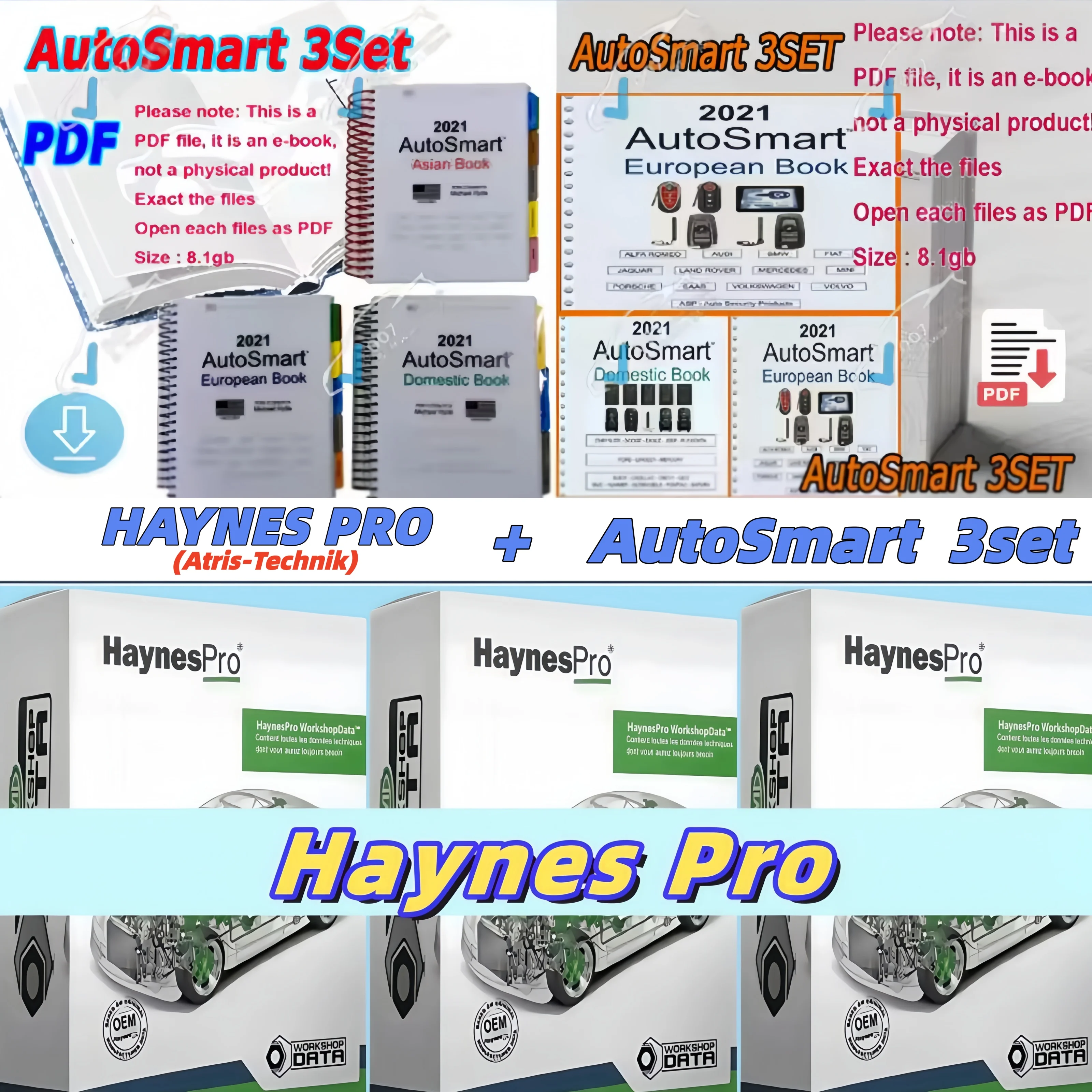 

HAYNES PRO Automotive Workshop Data (Atris-Technik)+ 3Set AutoSmart Locksmith Manual Car Electrical Diagrams & Repair Solutions