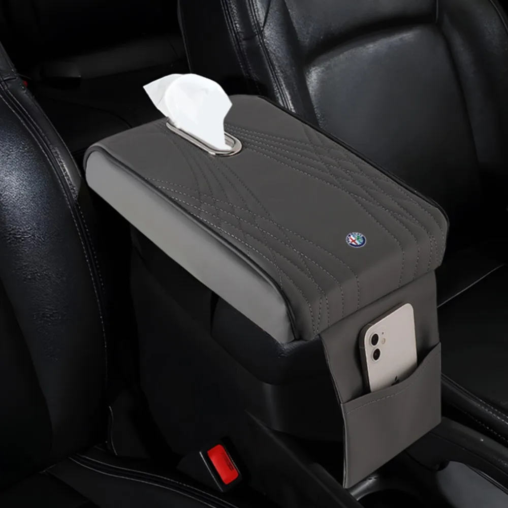 

Car Armrest Cushion With Pocket Tissue Storage Bag Center Console Armrest Box Mat For Alfa Romeo 159 147 Giulietta Stelvio MITO