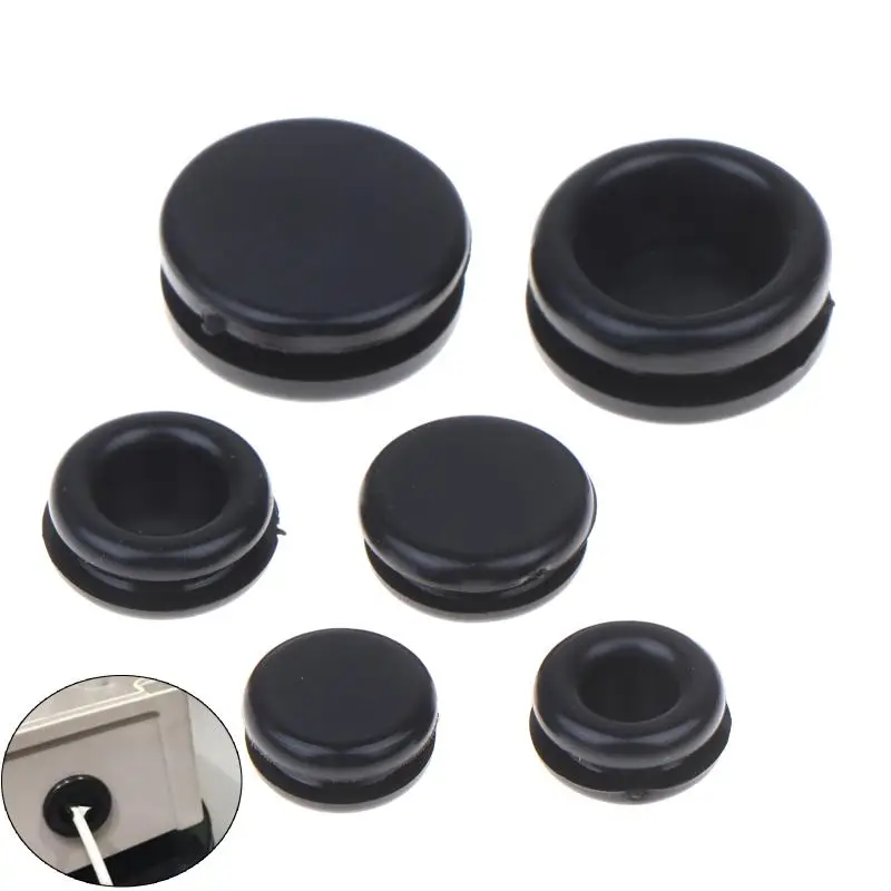 (BF06)10/20Pc Black Round Grommet Protective Coil Double-sided Rubber Firewall Hole Plug Retaining Ring Car Wire Gasket