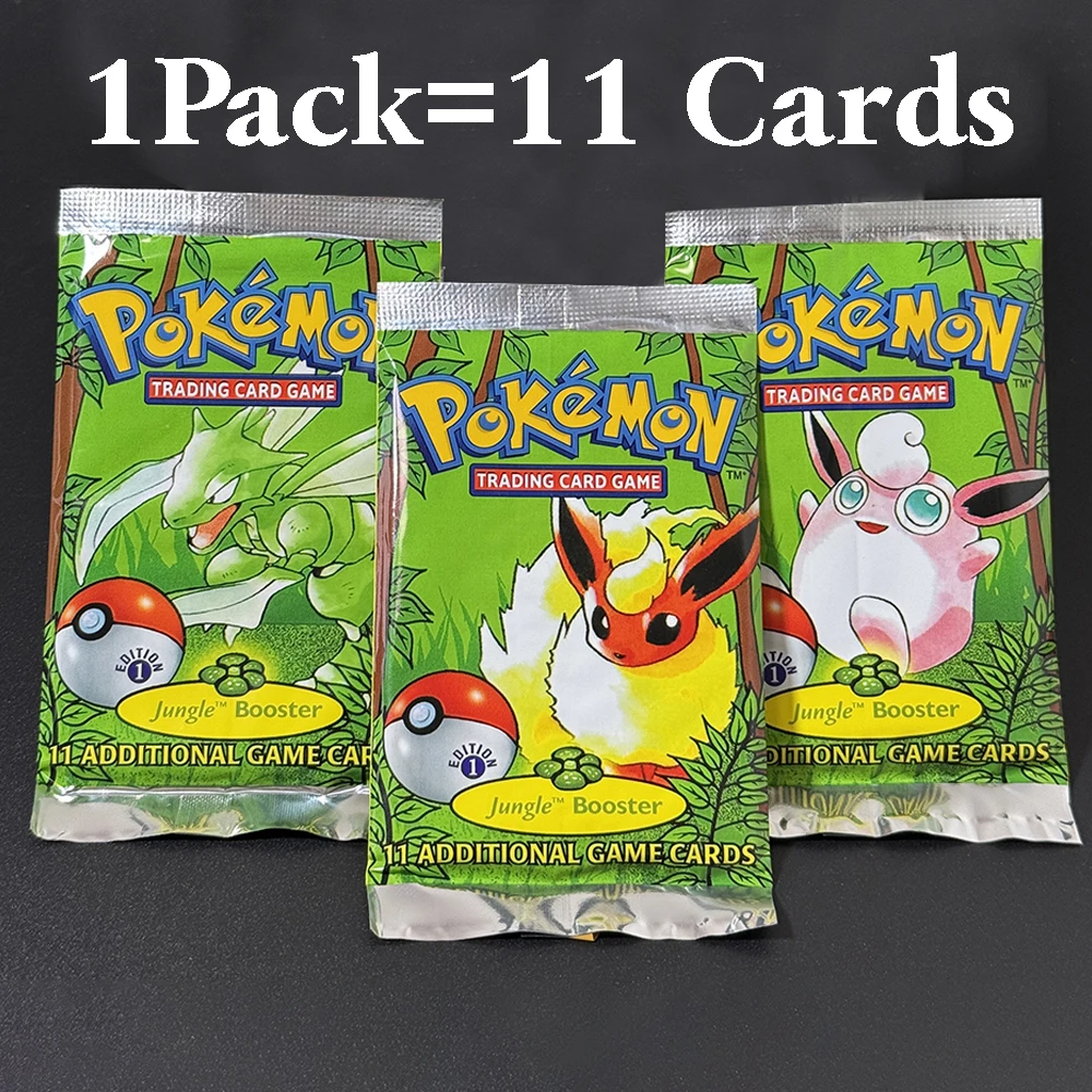 PKM English PTCG Jungle  Booster Packs Proxy Game Cards Pack Rare Old Version Flareon/Scyther/Wigglytuff Packs Collectible Gifts