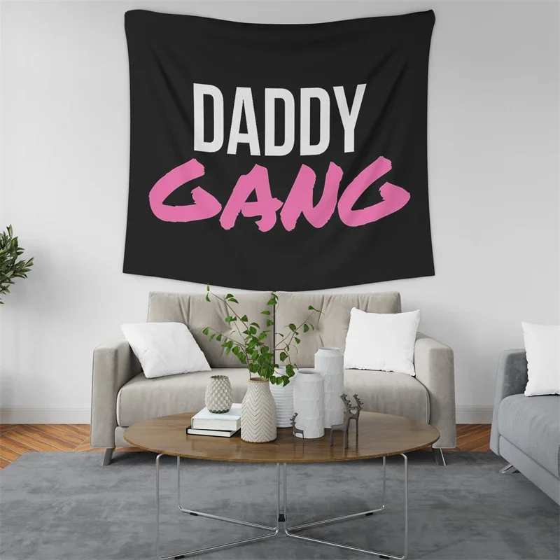 Gaslight Gatekeep Girlboss Daddy Gang Tapestry Wall Hanging Art for Bedroom Living Room Decor College Dorm Party