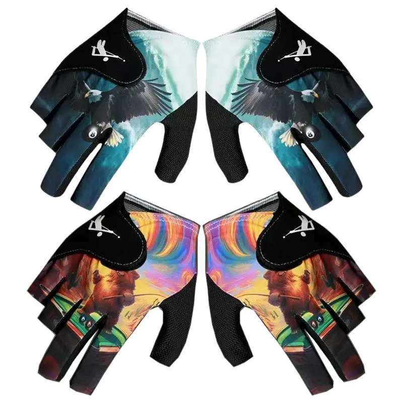 

Бильярдные перчатки с 3 пальцами, регулируемые дышащие варежки для бассейна, быстросохнущие аксессуары для бильярда, унисекс, профессиональные перчатки для бассейна