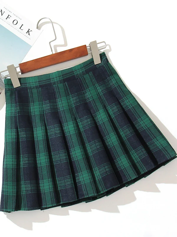 

Нескользящая юбка трапециевидной формы с клетчатым узором и высокой талией, плиссированная уличная юбка для молодых женщин, летний сезон