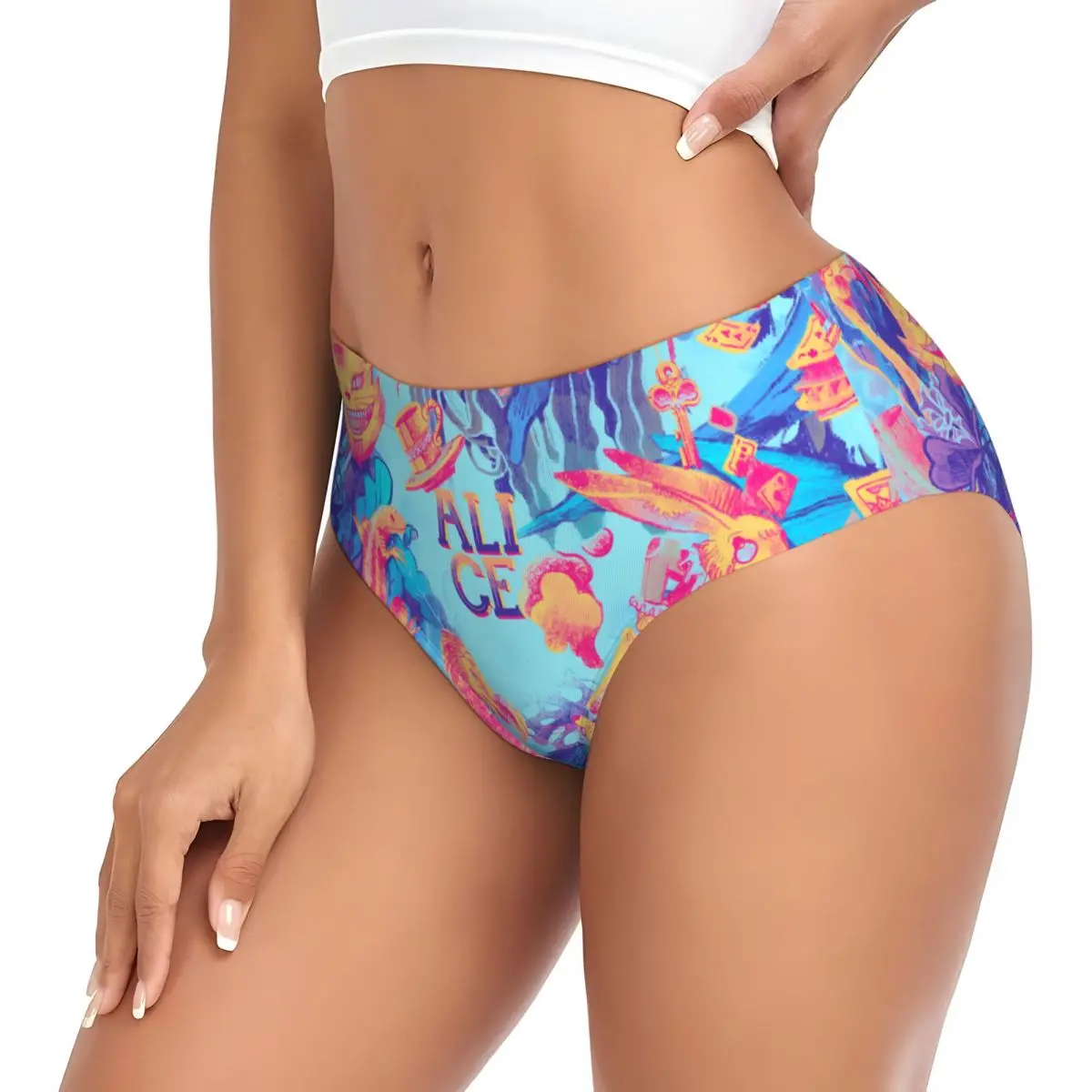 مخصص أليس في بلاد العجائب مضحك ملخصات الملابس الداخلية النساء سراويل فيلم تمتد مريحة