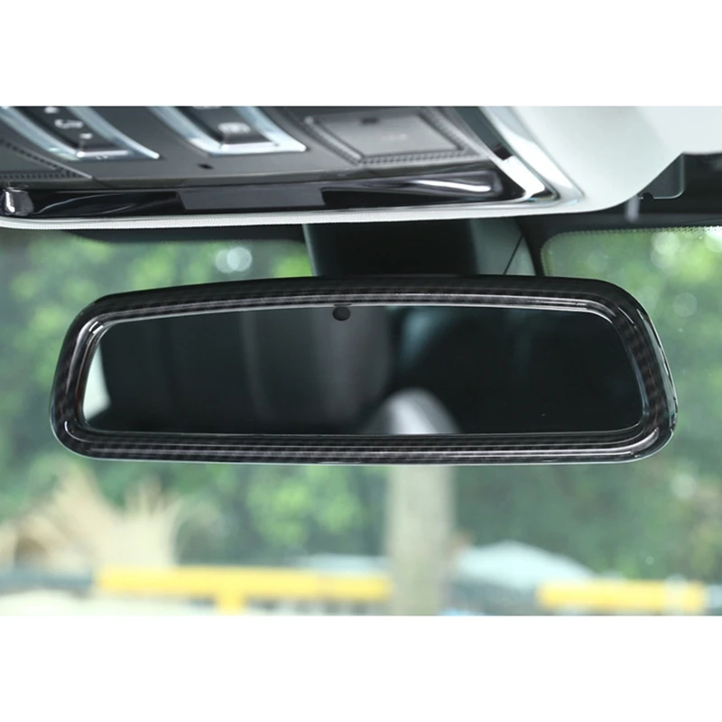 Embellecedor de marco de espejo retrovisor Interior de fibra de carbono ABS para coche Land Rover Discovery 4 Range Rover Sport Evoque