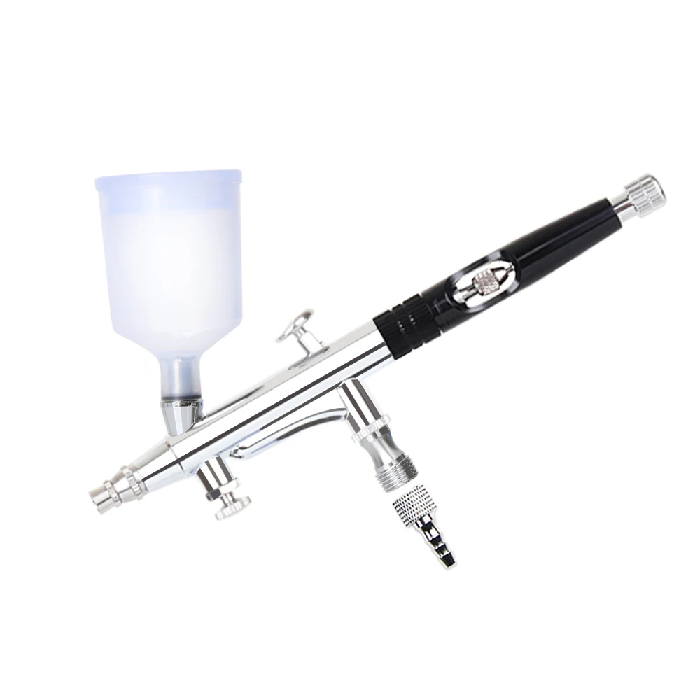 Dual Action Airbrush Gun 20 40CC 0.3MM Trigger Spary ปากกาชุดทําความสะอาดท่อสีดําสีแดงสีฟ้า
