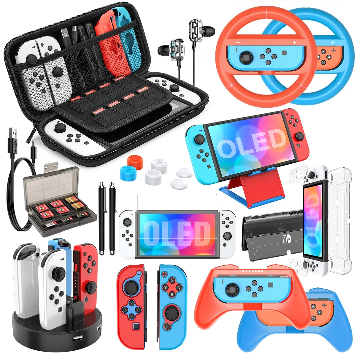 

Mooroer for Switch Bundle Bag Compatible with Switch OLED Model 27 in 1 OLED Accessories Gift Kit with Carrying Case