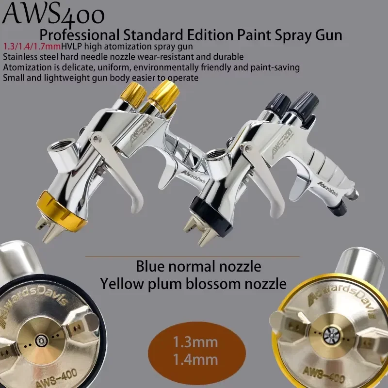 1.3mm/1.7mm AWS400 HVLP High Atomization Automotive Paint Spray Plum Blossom Nozzle for Topcoat Clear Coat Water-Based