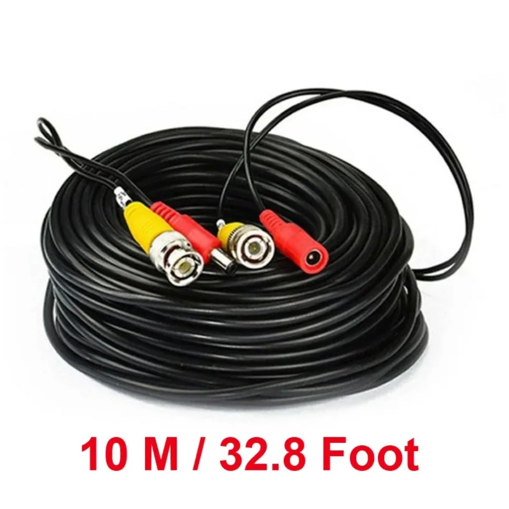 BNC Video Cable 10M/32.8FT, CVBS CCTV Camera Wire with DC Power Connector for Security Surveillance DVR Recorder System