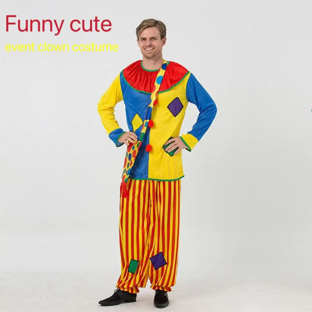 

2025 New Funny Joker Costume for Halloween Christmas Party Decorations Kids Adult Happy New Year Event Stage Gifts Novelty COS