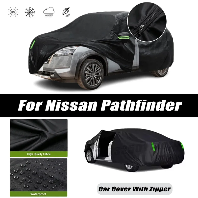 For Nissan Pathfinder Car Covers Outdoor Waterproof Sun Rain Snow Protection UV Car Zipper Design Car Cover Accessories