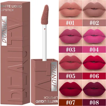 DUNUF 8-Color Matte Velvet Smooth Easy-to-Apply Square Tube Lip Gloss Waterproof…